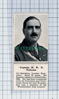 C4826) Captain HRS Pulman 3rd Bn London Regiment - 1915 SMALL Clip