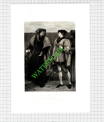 HENRY VI The Two Roses William Shakespeare - c.1880 Antique Print