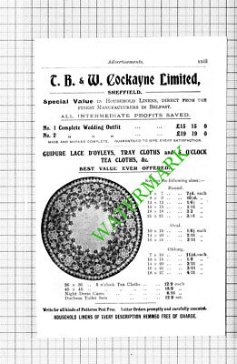 T B and Cockayne Ltd Sheffield Small Advert - 1912 Cutting