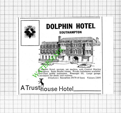 Dolphin Hotel Southampton Small Advert - 1964 Cutting