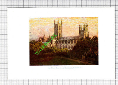 North Side Canterbury Cathedral Kent - c.1916 Small Antique Print