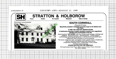 Falmouth Cornwall Manor House Sale Advert - 1980 Cutting