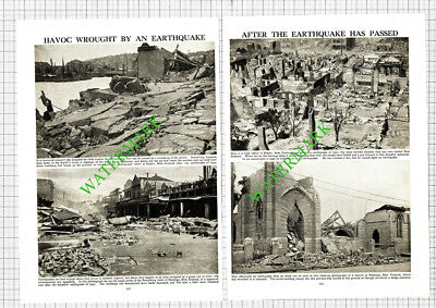 Earthquake Napier New Zealand Hastings - c.1930s 2-Part Cutting / Print