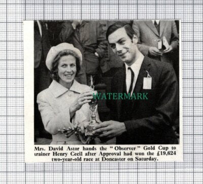 C5362) Mrs David Astor Horse Trainer Henry Cecil Gold Cup - 1969 Clip