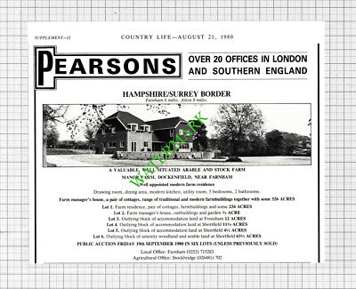 Manor Farm Dockenfield Farnham House Sale Advert - 1980 Cutting