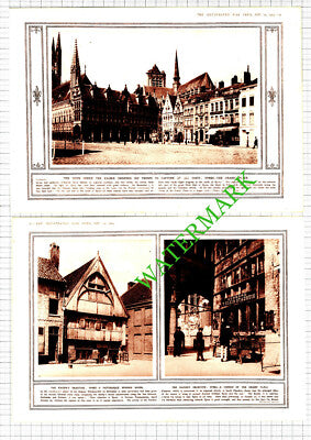 Ypres Before World War One WW1 Damage - 1914 2-Part Cutting / Print