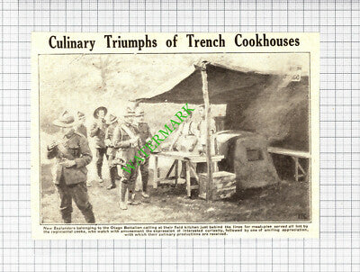 New Zealanders Otago Battalion Field Kitchen World War One WW1 - 1918 Cutting