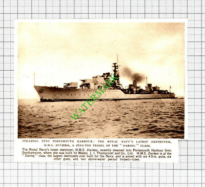 HMS Duchess Ship Daring Class - 1952 Cutting