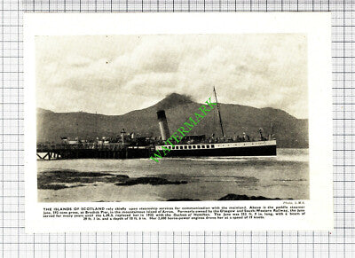 Paddle Steamer Boat JUNO Brodick Pier Arran - 1930's Cutting