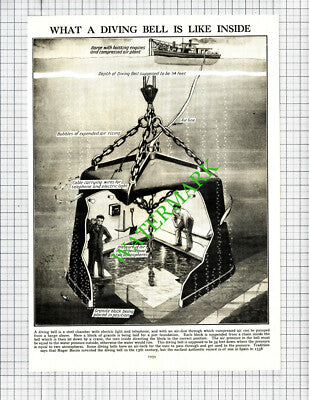 Inside A Diving Bell - c.1930s Cutting