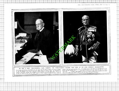 Field Marshal Earl Roberts Lord Roberts World War One - 1914 Cutting / Print