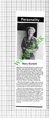 Miss Mary Burkett Abbot Hall Kendal Ambleside - 1979 Cutting
