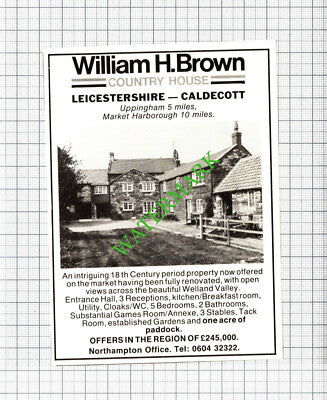 Uppingham Market Harborough House Sale Small Advert - 1989 Cutting