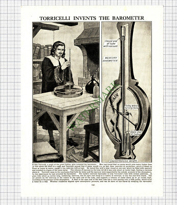 9112) Torricelli Invents The Barometer - c.1930s Cutting