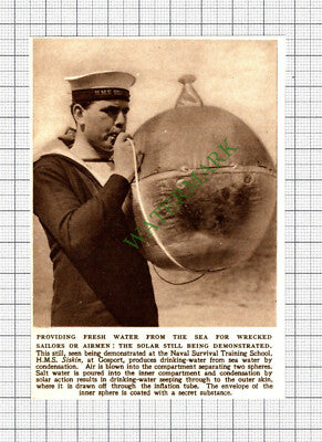 C8089) Solar Still Demonstration HMS Siskin Gosport - 1952 Cutting