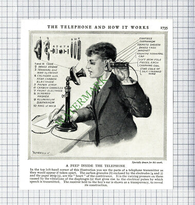 How The Telephone Works - c.1930s Cutting