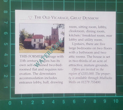 C2738) The Old Vicarage Great Dunmow House Sale Advert - 1996 Clip