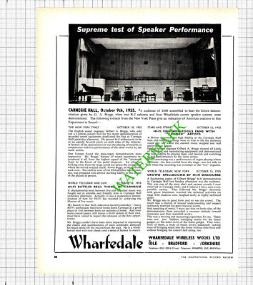Gilbert A Briggs Wharfedale Wireless Works Carnegie Hall Advert - 1955 Cutting