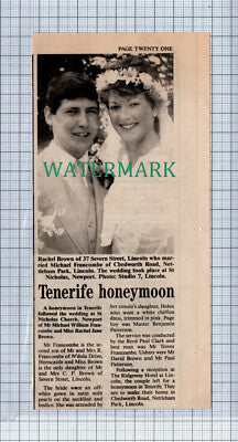 C4396) Rachel Brown Michael Francombe Lincoln Wedding - 1986 News Clip