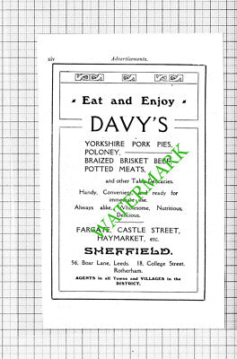 Davy's Sheffield Small Advert - 1912 Cutting
