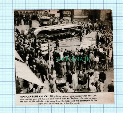 C5415) Clapham Tramcar Tram Accident London - 1946 Cutting