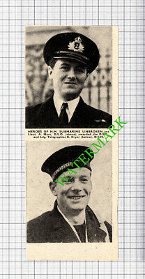 UNBROKEN Submarine Lt A Mars G Cryer World War Two - c.1943 Cutting