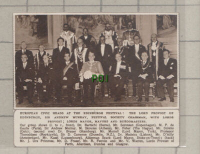 C840) Edinburgh Festival Sir Andrew Murray Bartschi Feber Fenton - 1949 Cutting