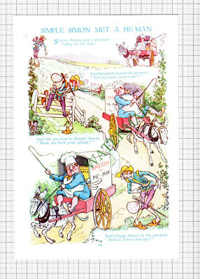 Simple Simon Poem Rhyme - c.1950s Cutting / Print