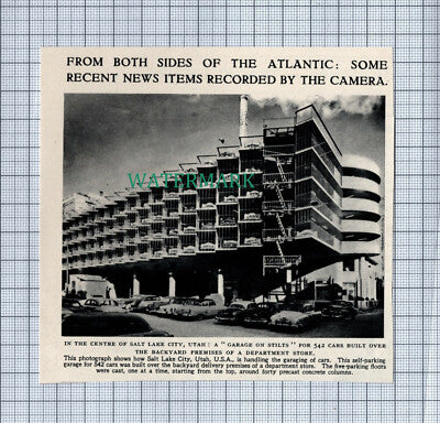 C4269) Utah Salt Lake City Garage On Stilts Multi Storey - 1955 News Cutting
