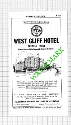 West Cliff Hotel Westcliff on Sea Essex Advert - 1964 Cutting
