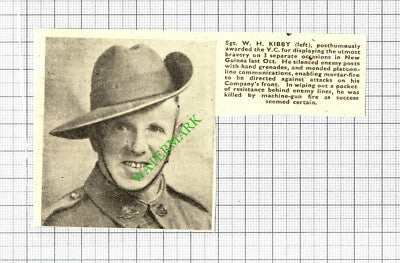 Sgt W H Kibby New Guinea WW2 Award World War Two - 1943 SMALL Cutting