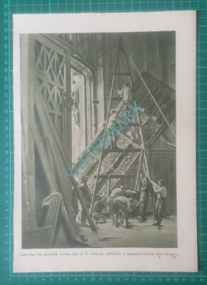 X732) St Vulfran Abbeville Removing Door During WW1 - c.1919 Book Print