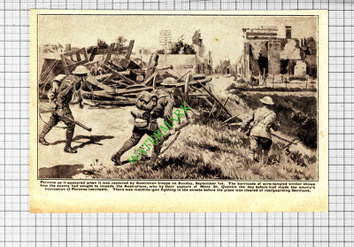Peronne Captured By Australian Troops World War One WW1 - 1918 Cutting