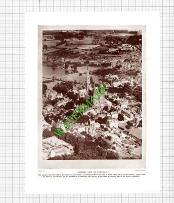 Church Of St Mary Stafford / Lichfield Aerial View - 1920's Cutting / Print
