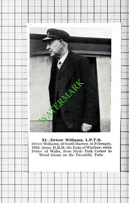 Train Driver Williams South Harrow LPTB Railway - 1940s Small Cutting