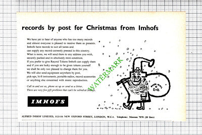 Imhofs Alfred Imhof Ltd London Advert - 1955 Cutting