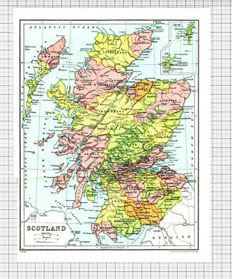 Small Map Of SCOTLAND - Book Print / Pullout - 1935