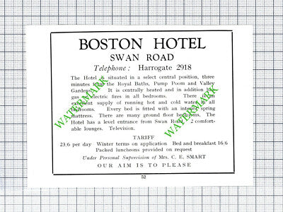Boston Hotel Swan Road Harrogate Advert Mrs C E Smart - 1959 Small Cutting