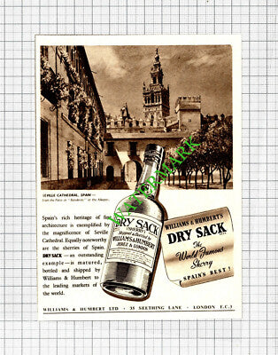 Seville Cathedral Spain Dry Sack Sherry Advert - 1952 Cutting