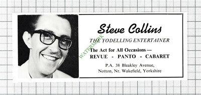 Steve Collins The Yodelling Entertainer Notton SMALL Advert - 1968 Cutting