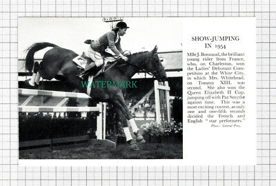 C5475) Mlle J Bonnaud Horse Rider France Show Jumping - 1955 Cutting
