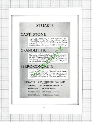 Stuart's Granolithic Co Ltd Advert - c.1928 Book Print