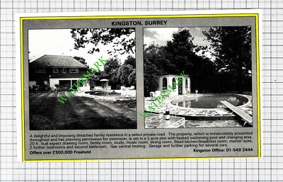 Kingston Surrey House Sale Advert - 1988 Cutting