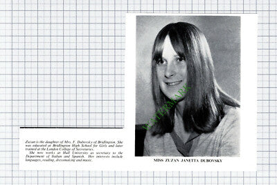 C7912) Miss Zuzan Janetta Dubovsky Bridlington Hull - 1967 Cutting
