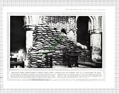 St Bartholomew The Great London Church World War One - 1915 Cutting / Print