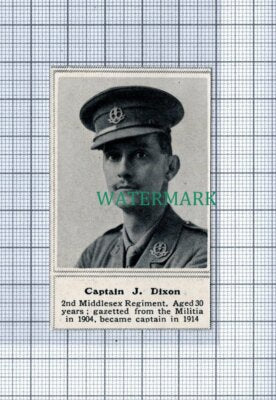 C4768) Captain J Dixon 2nd Middlesex Regiment World War 1 - 1915 SMALL Clip