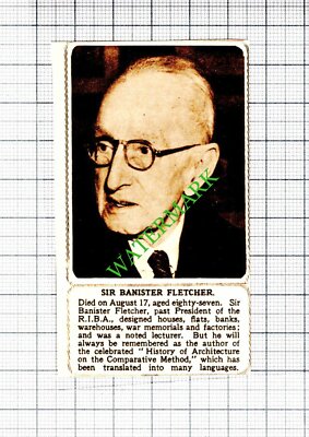 Sir Banister Fletcher Obituary - 1953 Small Cutting