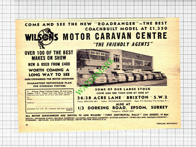 Wilsons Motor Caravan Centre Brixton Epsom Advert - 1965 Cutting