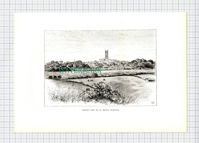 (X623) St Mary's Church Warwick- c.1895 Print