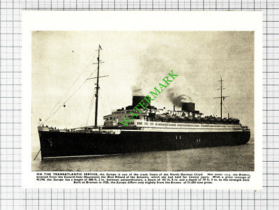 EUROPA Ship North German Lloyd - 1930s Cutting